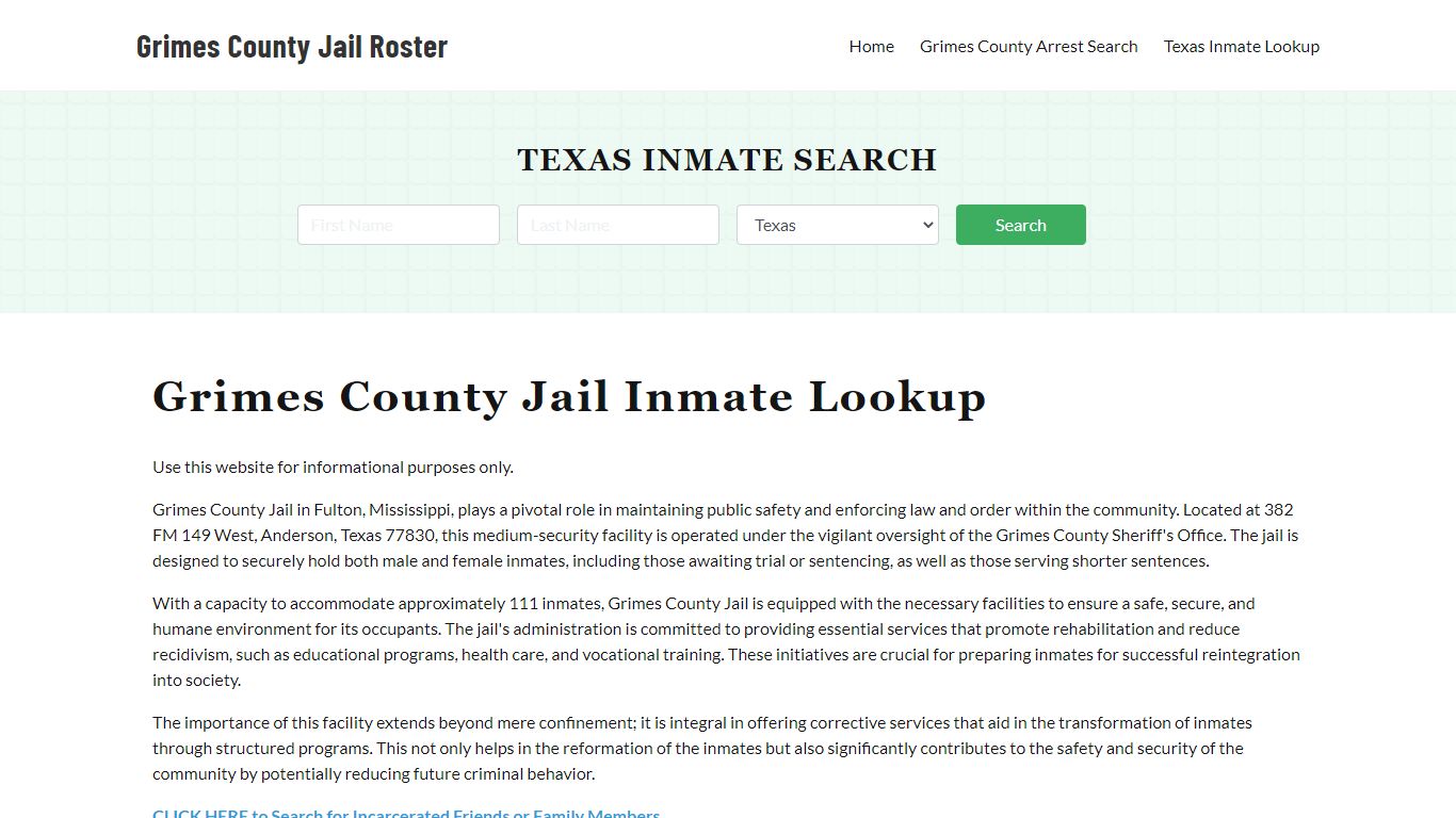 Grimes County Jail Roster Lookup, TX, Inmate Search